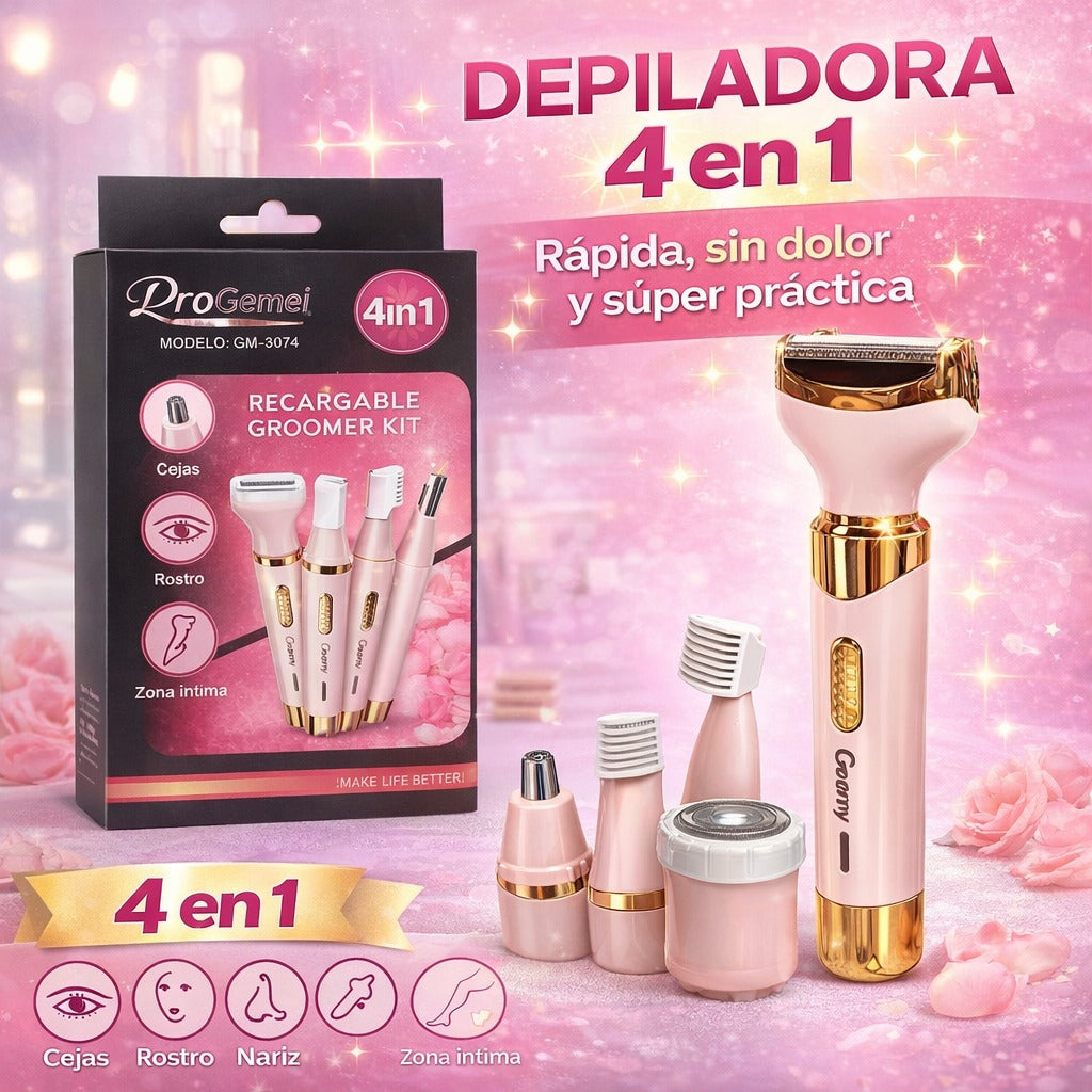 Depiladora  facial e corporal 4 en 1 - Piel suave en segundos sin salir de casa🌸
